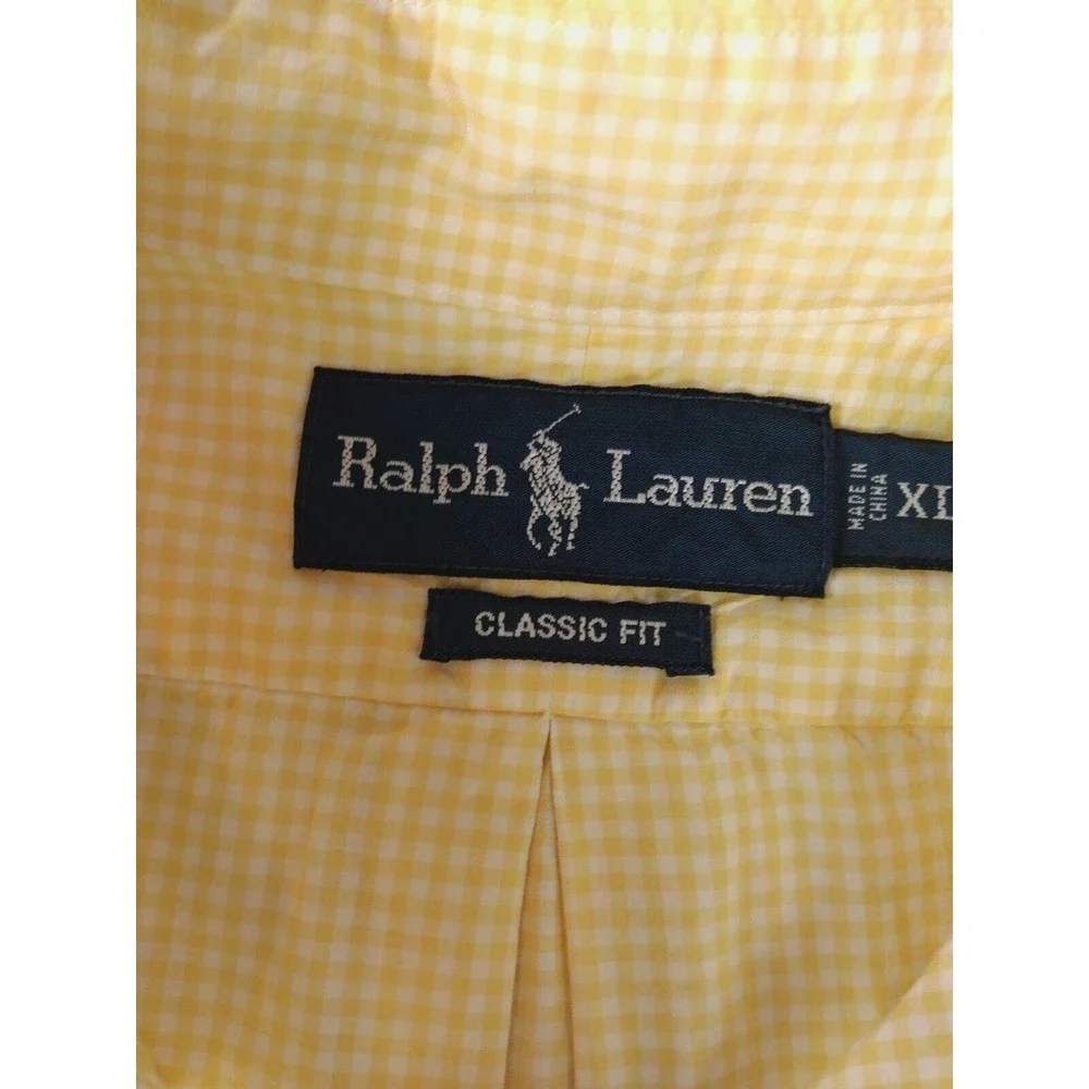 POLO‎ RALPH LAUREN MEN'S CLASSIC FIT 100% COTTON SHIRT YELLOW CHECK SIZE XL